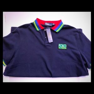 NWT RALPH LAUREN HI TECH RUGBY MESH NAVY POLO LG